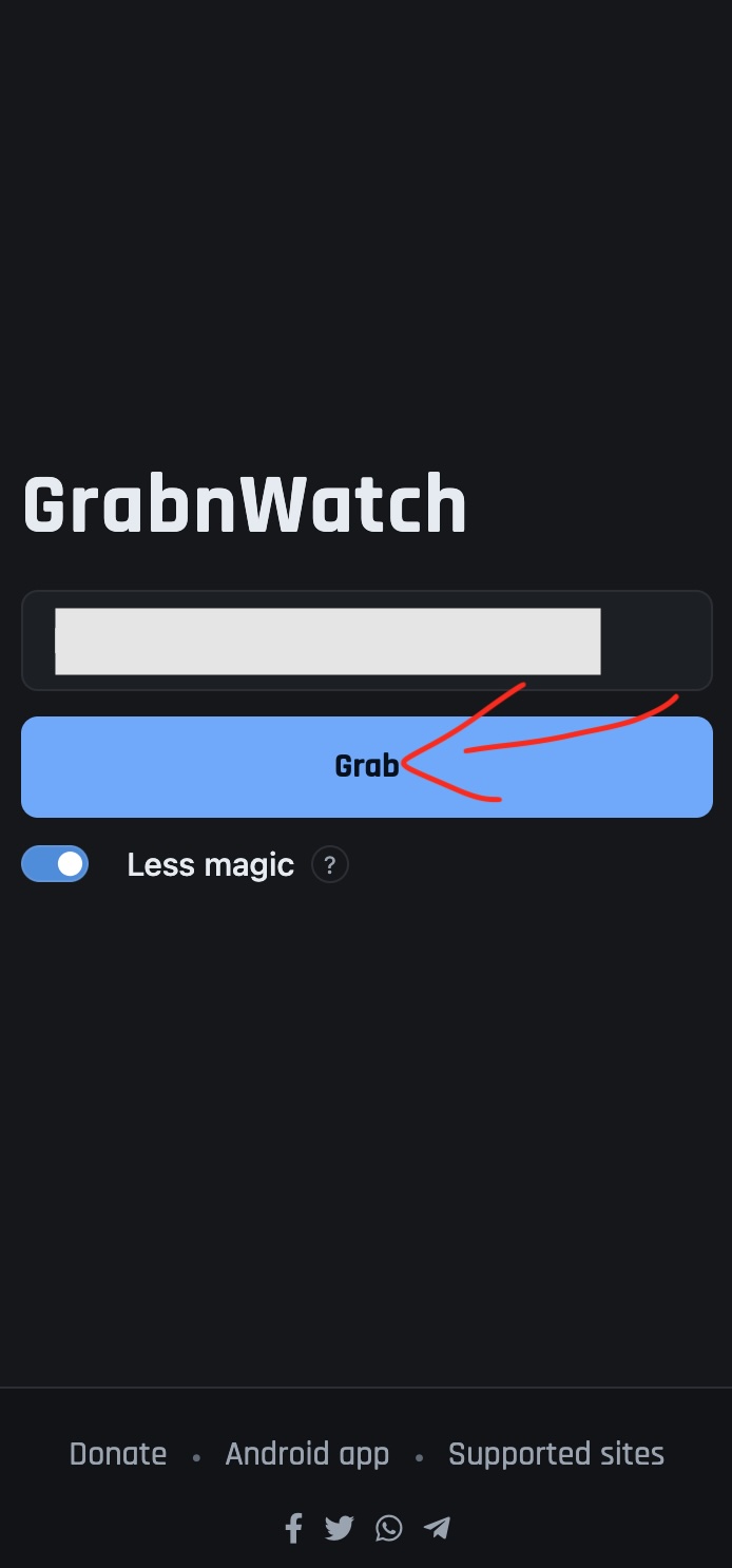 Grab button on GrabnWatch.com on Android