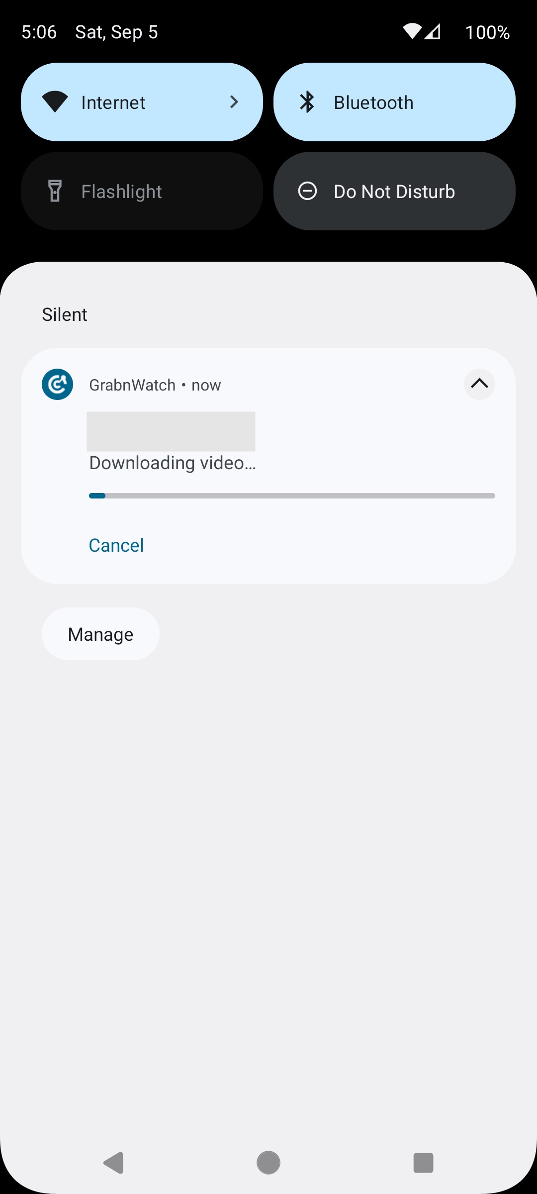Android notification showing video download progress