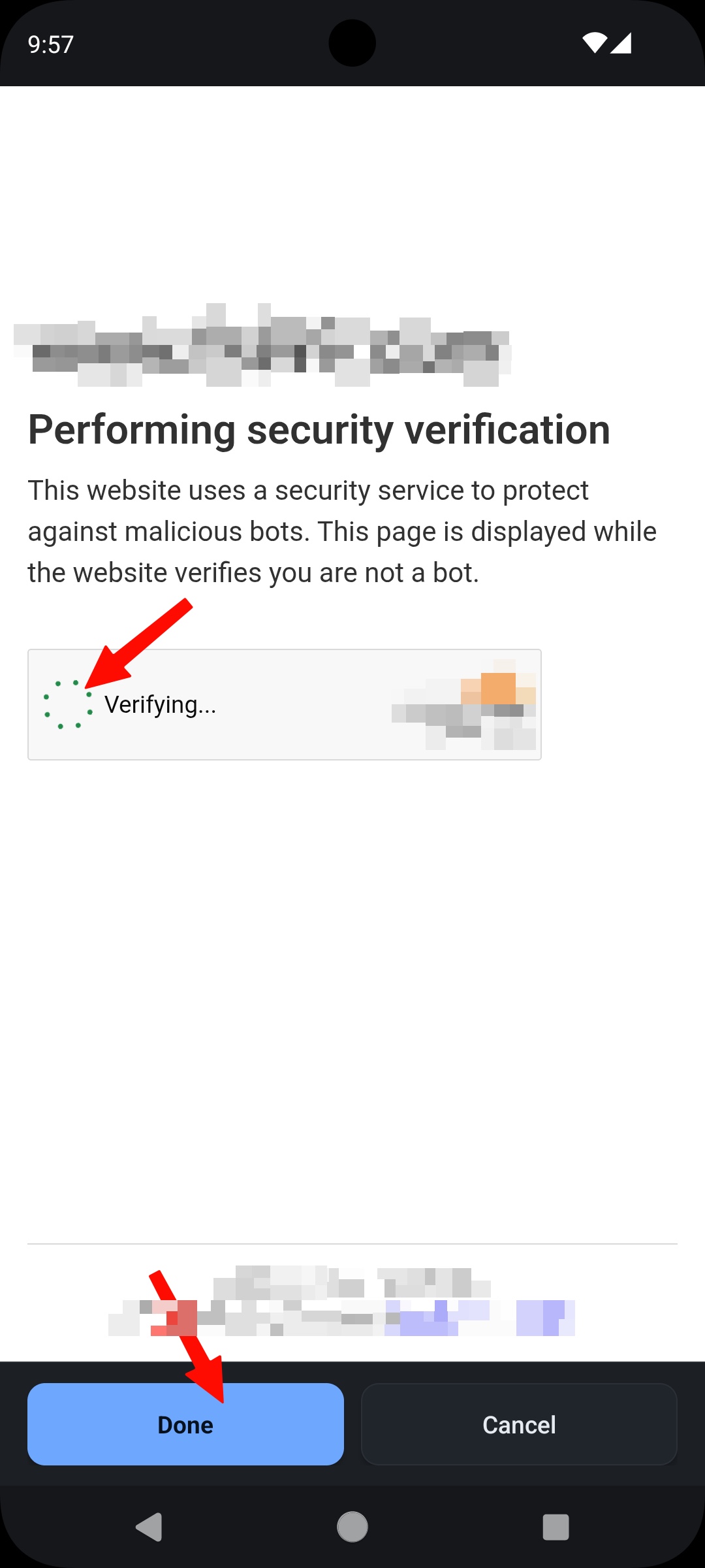 Website security check open inside the GrabnWatch Android app