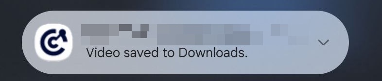 GrabnWatch notification saying a Twitch video was saved to Downloads
