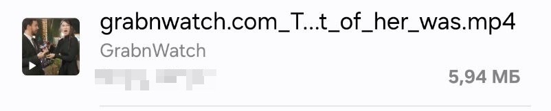 Downloaded MP4 file saved by GrabnWatch in the Android Downloads folder